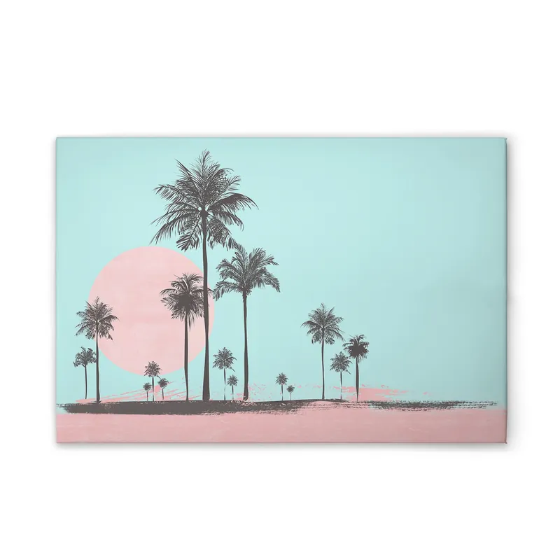 Markenprodukt Tadessi Leinwandbild Miami Strand Rosa Blau - 60 x 40 cm - M1-No.51052 - Keilrahmen in Blau Rosa