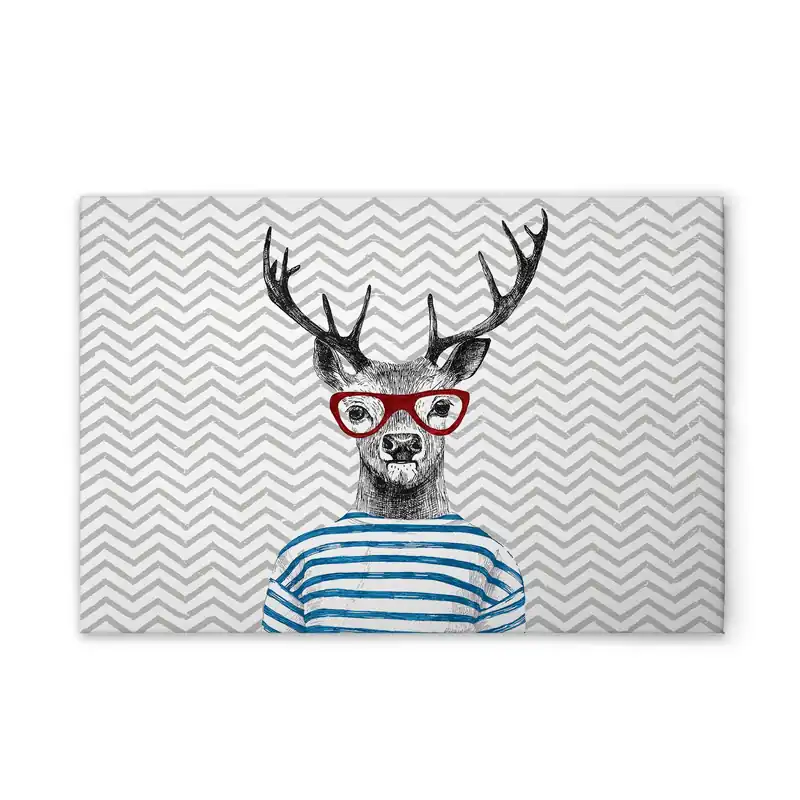 Knallerangebot Tadessi Leinwandbild Retro Hirsch Bunt - 60 x 40 cm - M1-No.51027 - Keilrahmen in Schwarz Weiß