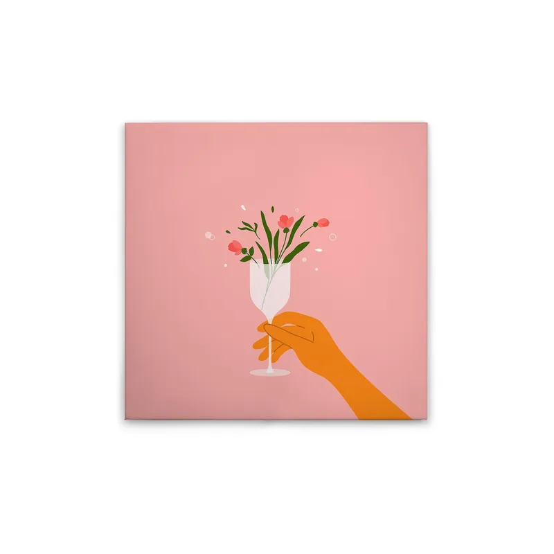 Versand Am Gleichen Tag Tadessi Leinwandbild Blumengläser WG Küche - 40 x 40 cm - M1-No.51591 - Keilrahmen in Rosa Weiß
