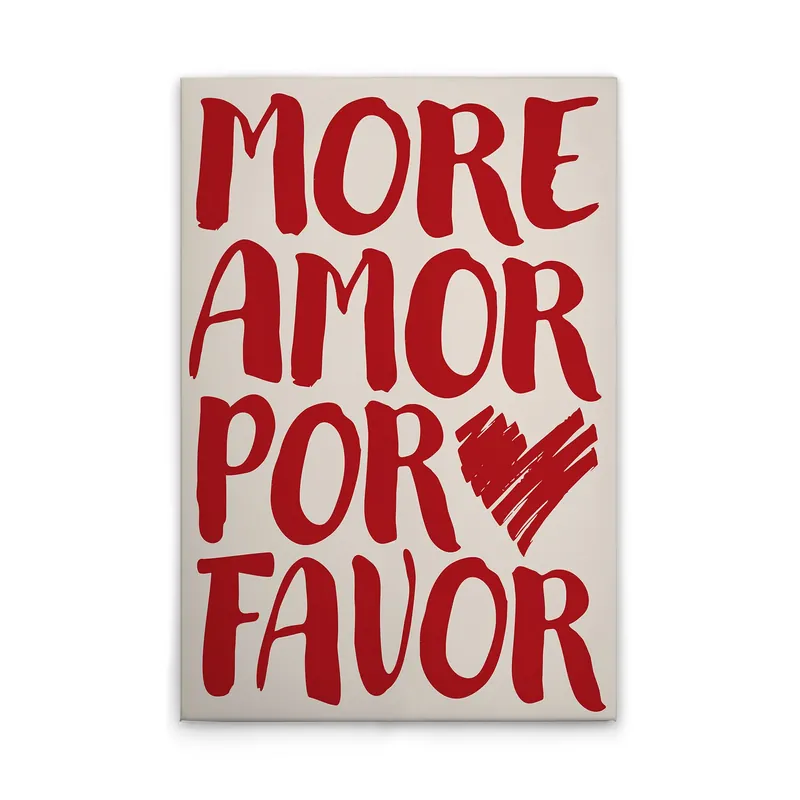 Abverkauf Tadessi Leinwandbild "More Amor por Favor" - 80 x 120 cm - M1-No.51921 - Keilrahmen in Beige Rot