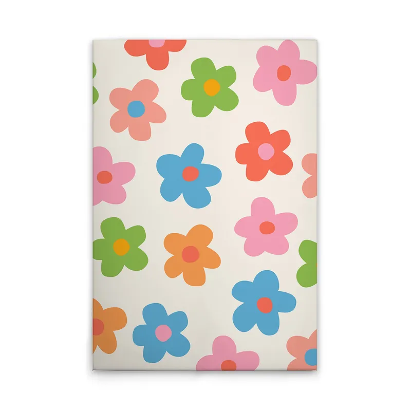 Tadessi Leinwandbild Retro Blumen Bunt - 50 x 75 cm - M1-No.51695 - Keilrahmen in Creme Weiß Meistverkauft