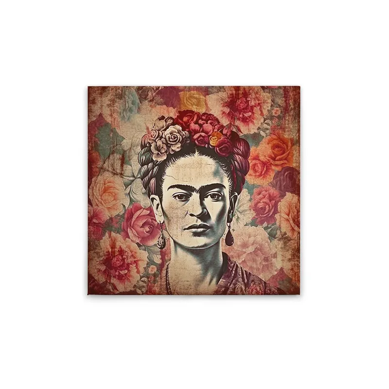 Tadessi Leinwandbild Frida mit Blumen - 50 x 50 cm - M1-No.52031 - Keilrahmen in Bunt Jetzt Kaufen