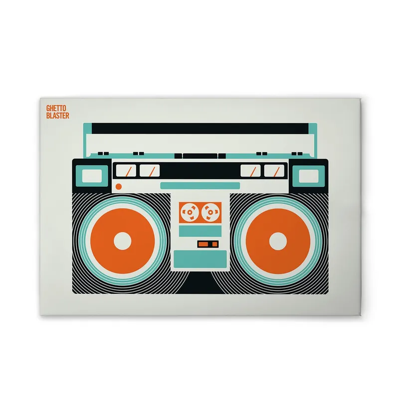 Neu Im Sortiment Tadessi Leinwandbild Retro Ghettoblaster - 60 x 40 cm - M1-No.51222 - Keilrahmen in Creme Schwarz