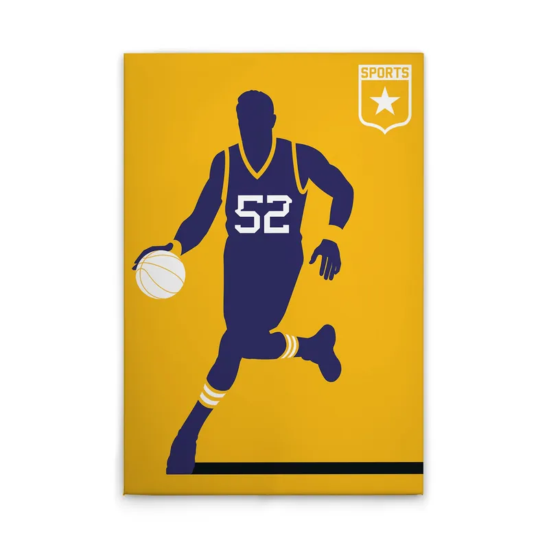 Tadessi Leinwandbild Retro Basketballspieler - 60 x 90 cm - M1-No.50857 - Keilrahmen in Gelb Violett Billig
