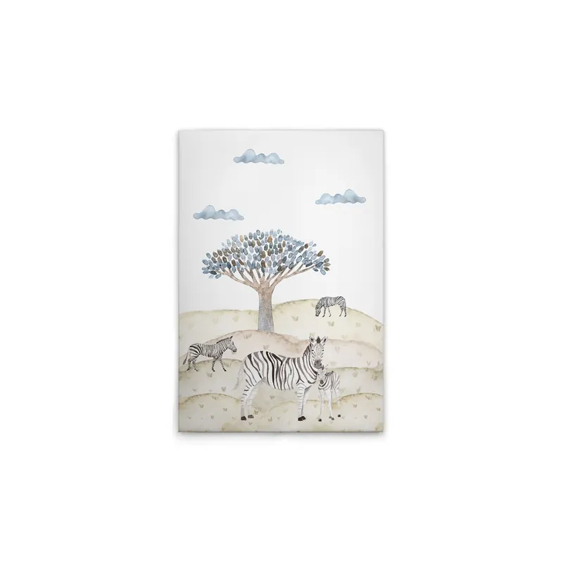 Neu Im Sortiment Tadessi Leinwandbild Safari Zebras - 30 x 40 cm - M1-No.50600 - Keilrahmen in Beige Blau