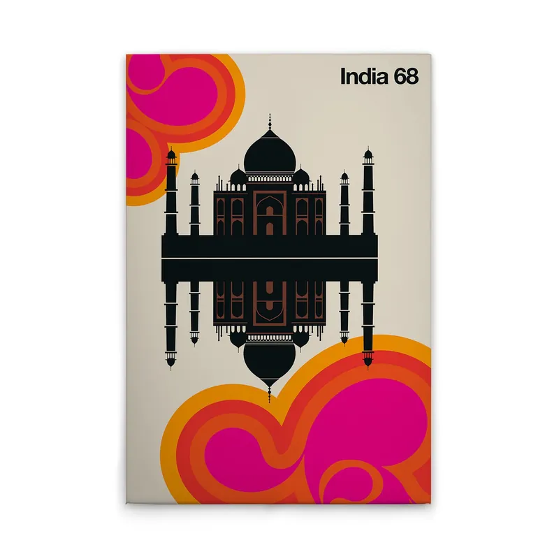 Begrenztes Angebot Tadessi Leinwandbild Retro Indien - 40 x 60 cm - M1-No.50815 - Keilrahmen in Creme Schwarz