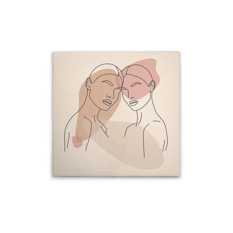 Top-Angebot Tadessi Leinwandbild Silhouetten Oneliner - 50 x 50 cm - M1-No.51580 - Keilrahmen in Creme Beige