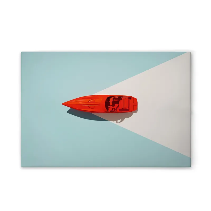 Tadessi Leinwandbild Retro Boot - 60 x 40 cm - M1-No.50885 - Keilrahmen in Blau Rot Echt