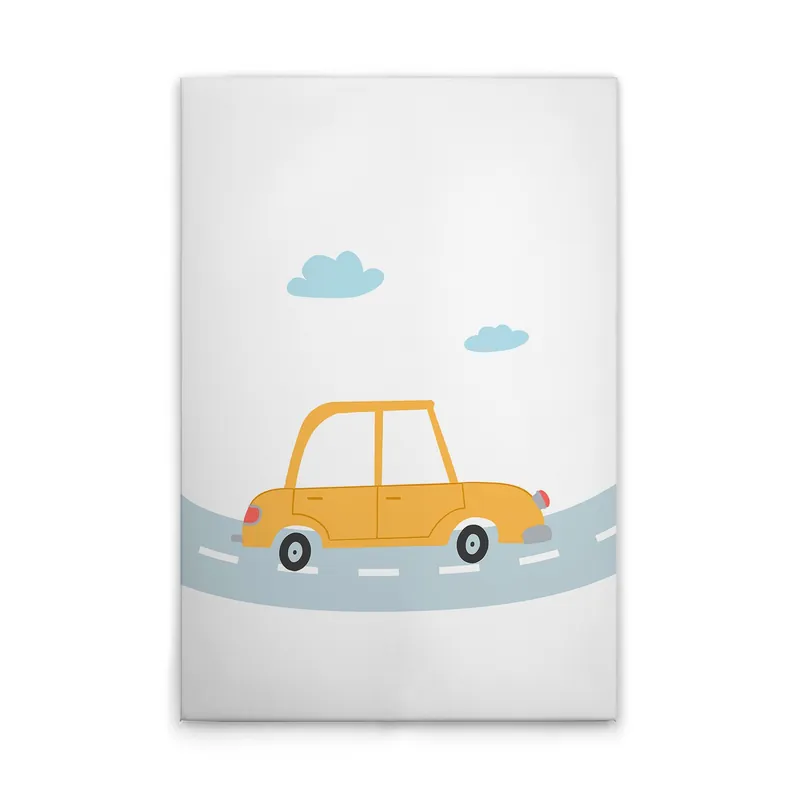 Tadessi Leinwandbild Kinderzimmer Autos - 60 x 90 cm - M1-No.51401 - Keilrahmen in Weiß Gelb Top-Seller