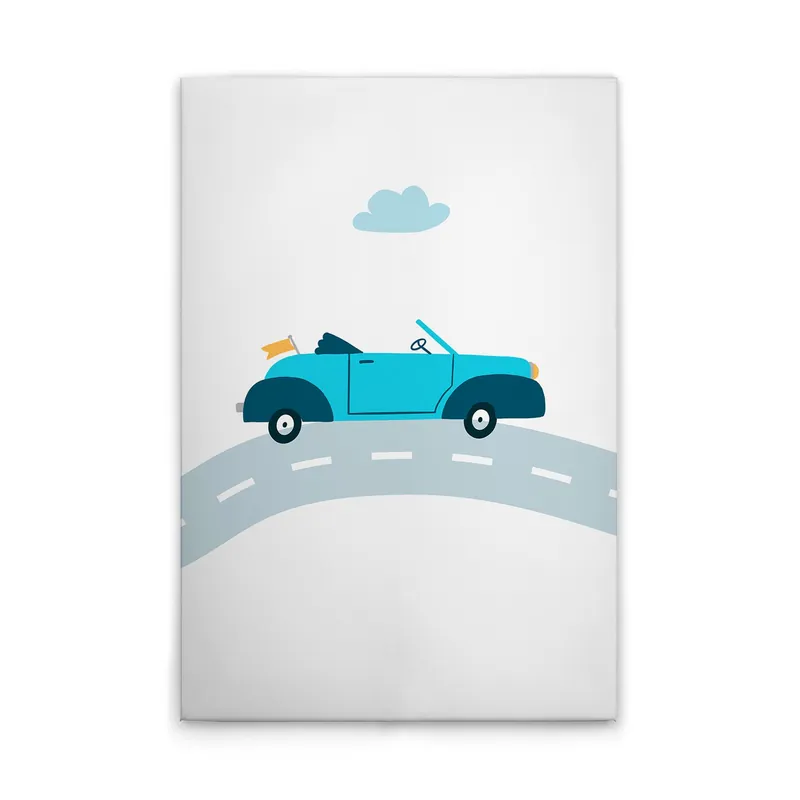 Top-Preis Tadessi Leinwandbild Kinderzimmer Autos - 80 x 120 cm - M1-No.51407 - Keilrahmen in Weiß Blau