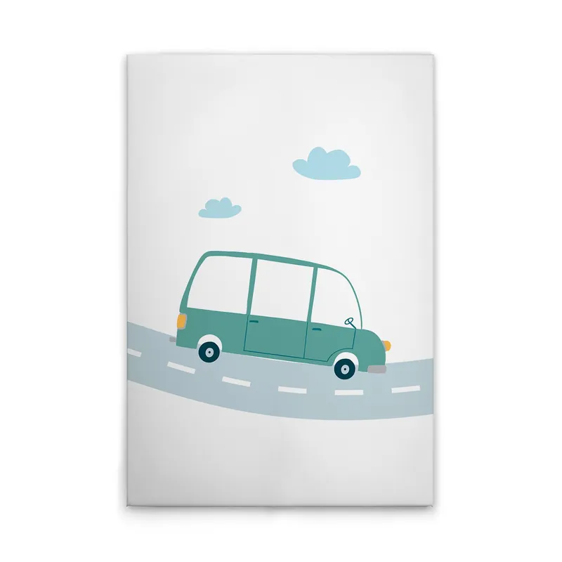 Top-Preis Tadessi Leinwandbild Kinderzimmer Autos - 50 x 75 cm - M1-No.51410 - Keilrahmen in Weiß Grün