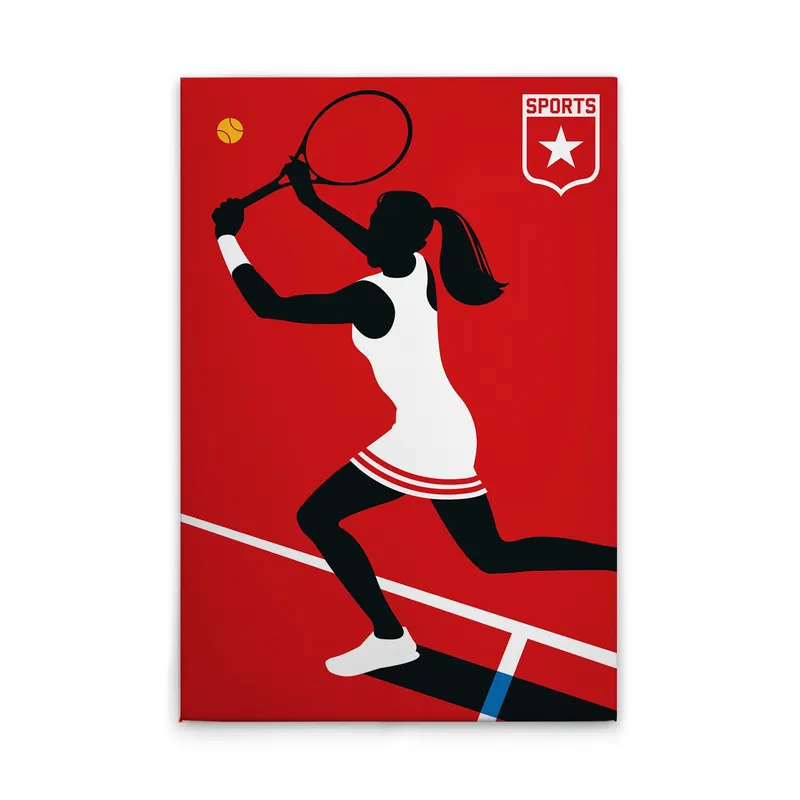 Tadessi Leinwandbild Retro Tennisspieler - 80 x 120 cm - M1-No.50883 - Keilrahmen in Rot Gelb Must-Have
