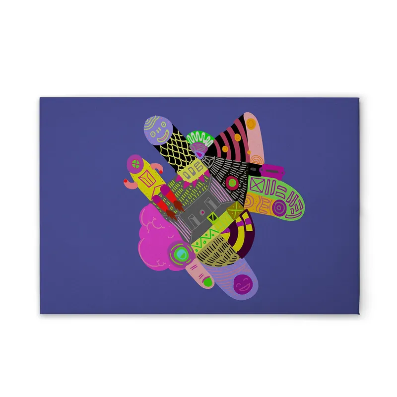 Aktuell Tadessi Leinwandbild Bunte Kreaturen - 45 x 30 cm - M1-No.51286 - Keilrahmen in Lila Bunt