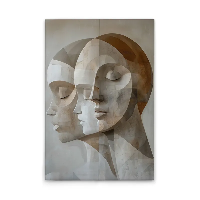 Top-Preis Tadessi Leinwandbild Gesichter Formen Modern - 30 x 45 cm - M1-No.52039 - Keilrahmen in Beige Grau