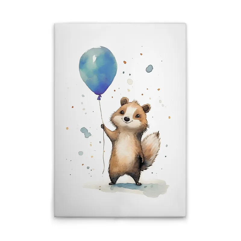 Bestpreis Tadessi Leinwandbild Niedlicher Waschbär Blau - 50 x 75 cm - M1-No.52186 - Keilrahmen in Weiß Braun