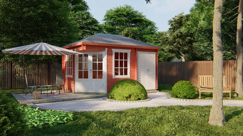 5-Eck-Gartenhaus Agnes ISO mit 2 Räumen Preis Gesenkt
