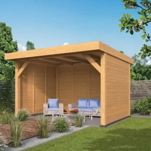 Gartenpavillon Ommen mit Flachdach aus Douglasie Heißes Angebot