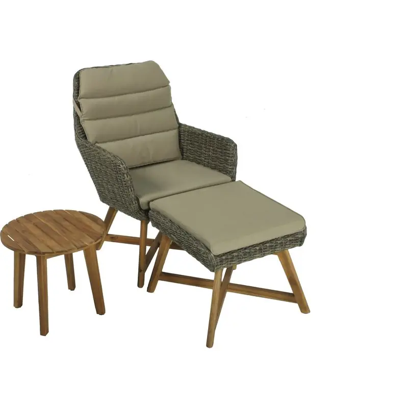 Preis Gesenkt Lounger-Set Calvia, 3-teilig in anisbraun bestehend aus 1x Sessel, 1x Hocker, 1x Tisch, inklusive A