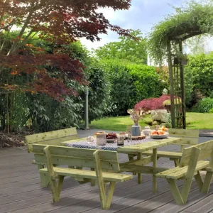 Gartenmöbel-Set ARTHUR mit Tisch und 4 Bänken / Sitzgarnitur Versand Am Gleichen Tag