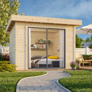 Begrenztes Angebot modernes Gartenhaus Rheinau 1 mit Schiebetür