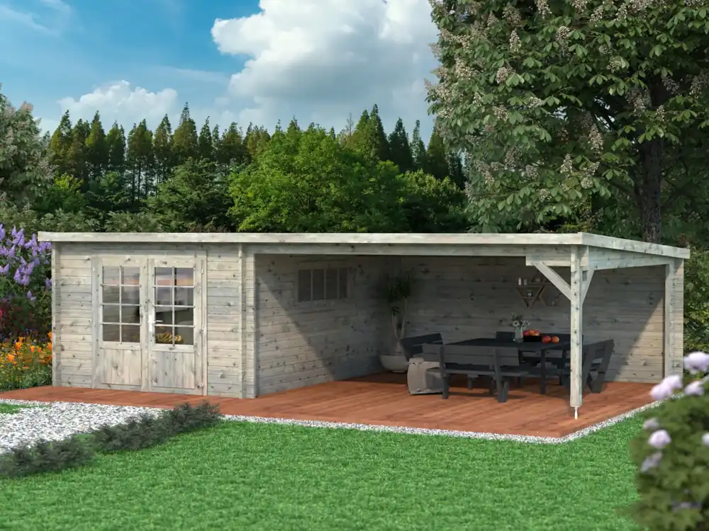 Gartenhaus Stuttgart 4 ISO mit Anbau Saisonangebot