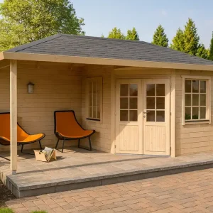 Top-Angebot 5-Eck-Gartenhaus Konstanz ISO + Fussboden + Schindeln