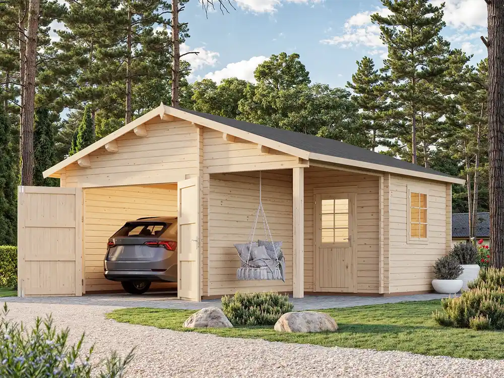 Holzgarage Roger 21,9+5,2m² ISO Meistverkauft