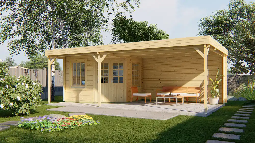 Preisreduziert 5-Eck-Gartenhaus Annette ISO mit Flachdach