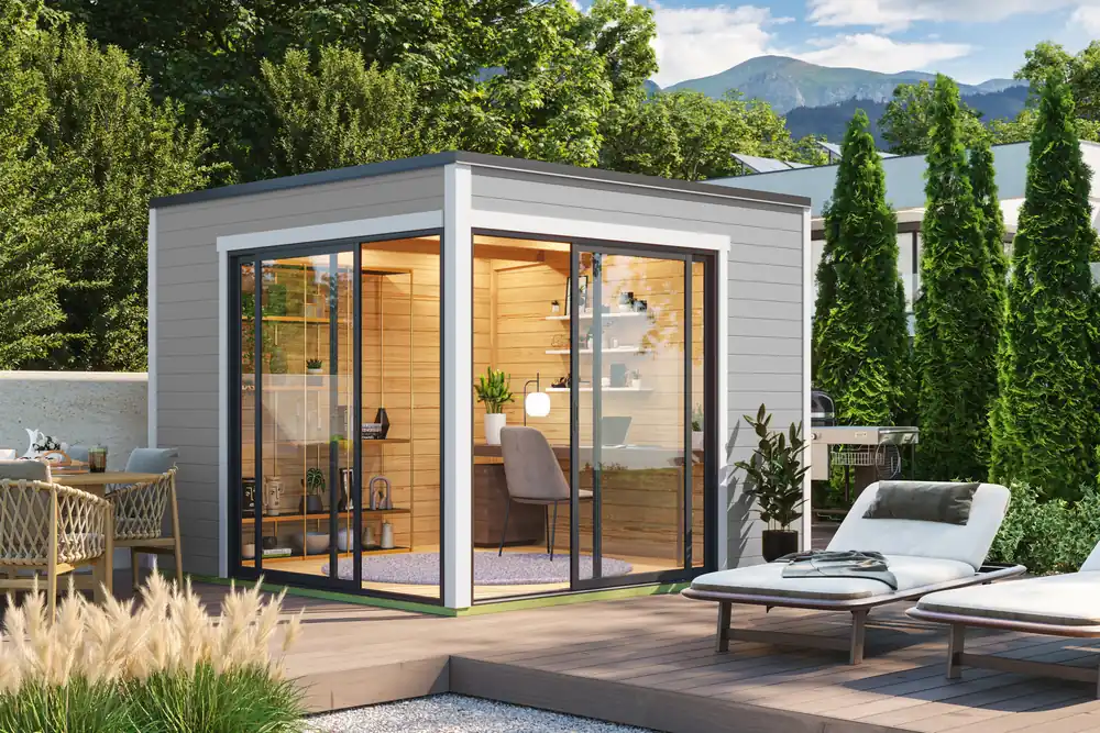 Home-Office-Gartenhaus Palermo 3 mit Schiebetüren Mega-Angebot