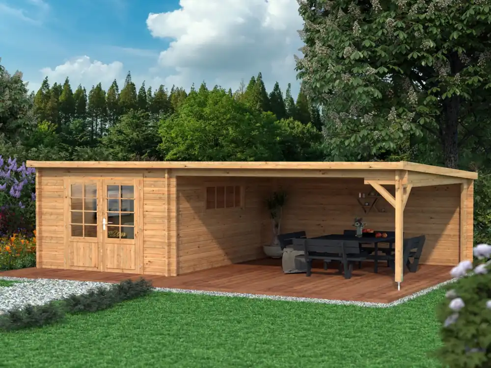 Ausverkauf Gartenhaus Stuttgart 4 ISO mit Anbau