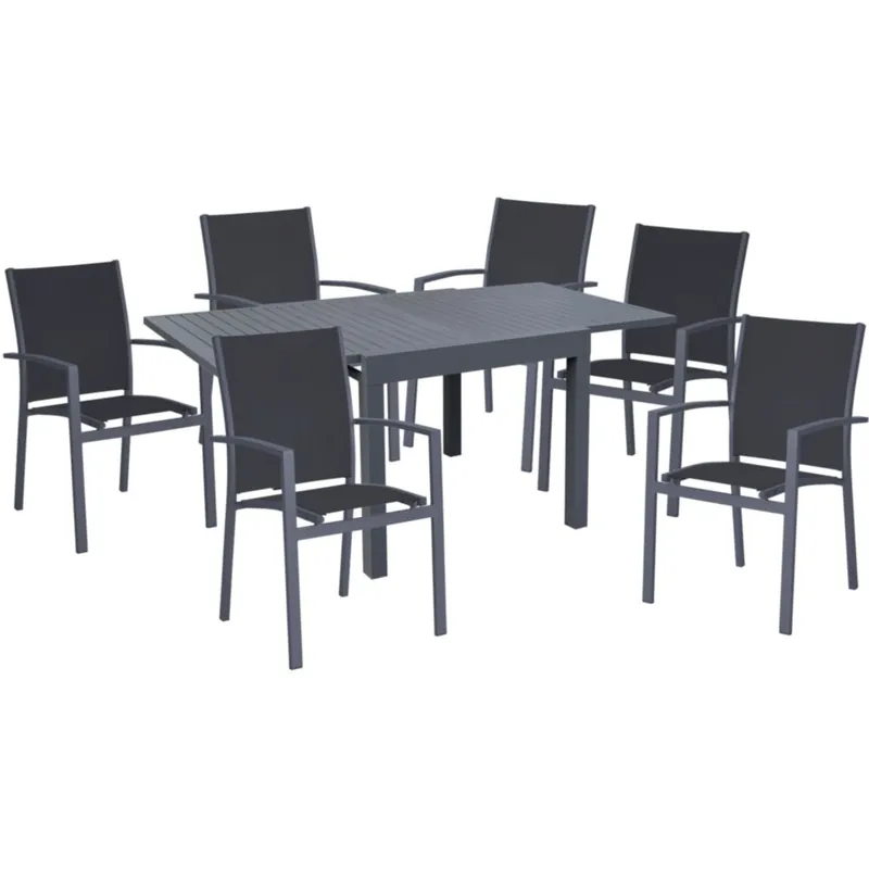 Tischgruppe Elena 2 dunkelgrau, 7-tlg. Neu Im Sortiment