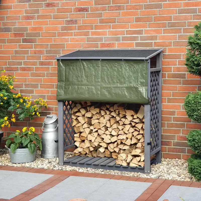 Kaminholzregal Speyer mit Wetterschutz, grau Günstig