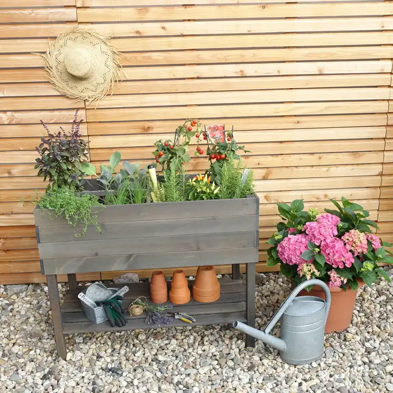 Highlight Balkon-Kräuterbeet auf Beinen, grau
