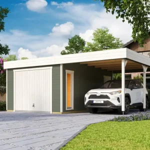 Holzgarage + Carport Bahamas Sonderangebot