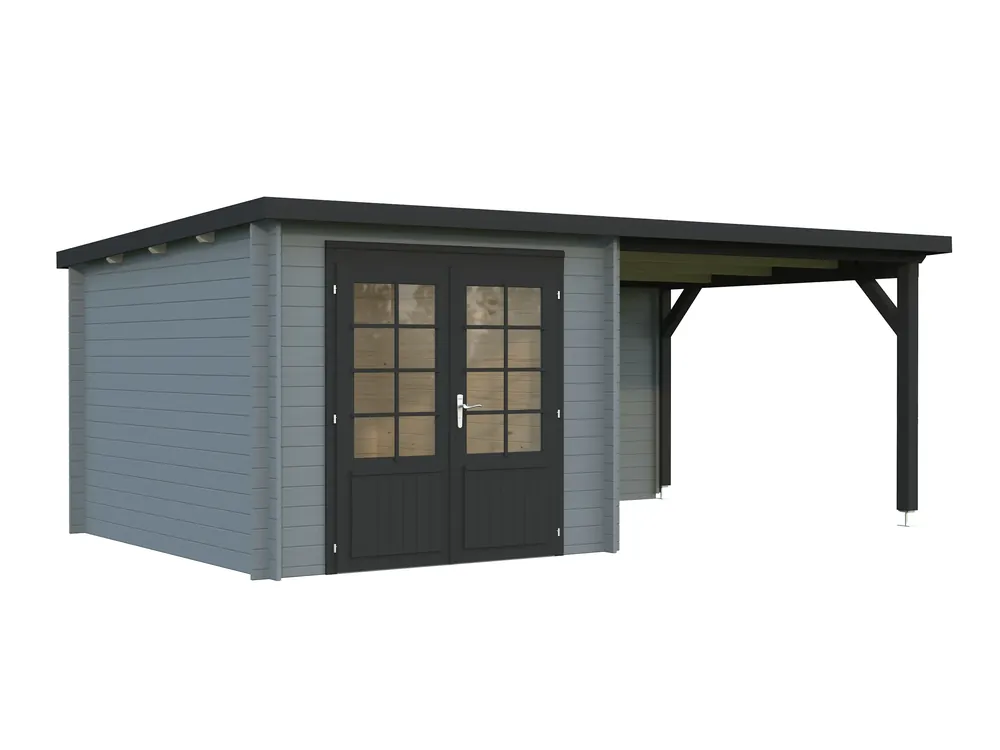 Super-Preis Gartenhaus mit Anbau Ella 2 / 6,9+8,2m²