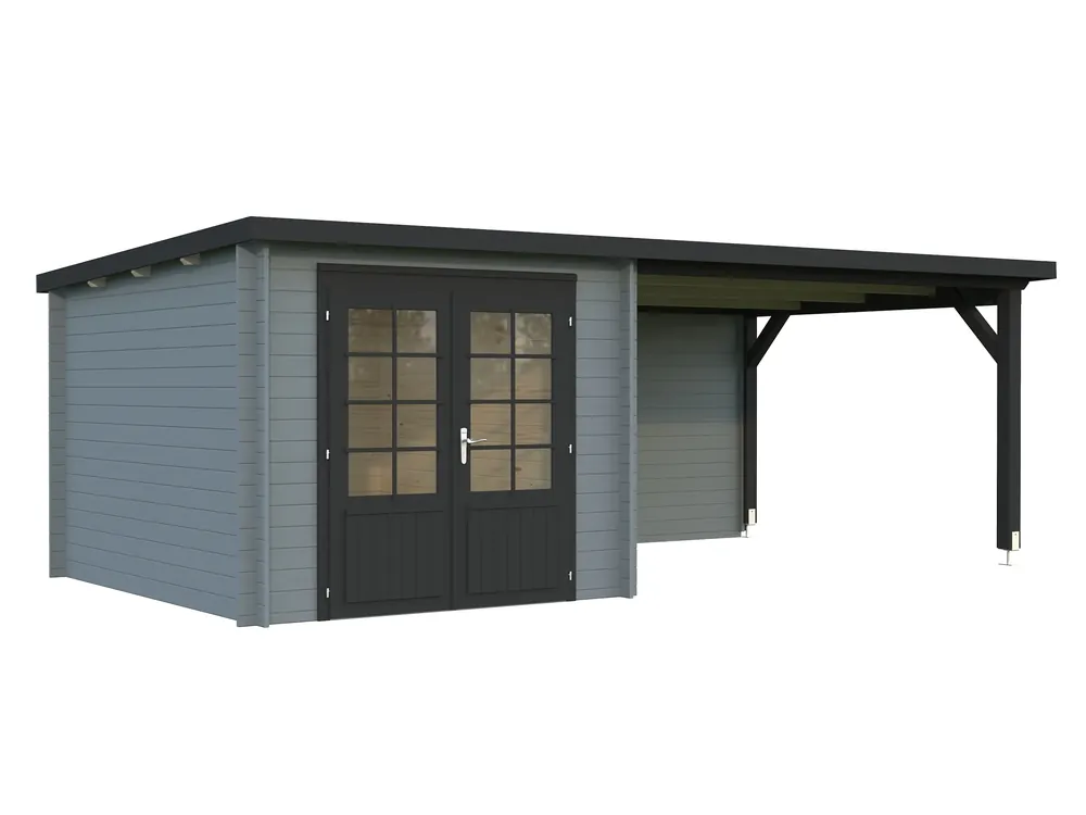 Gartenhaus mit Anbau Ella 3 / 6,9+10,0m² Echt