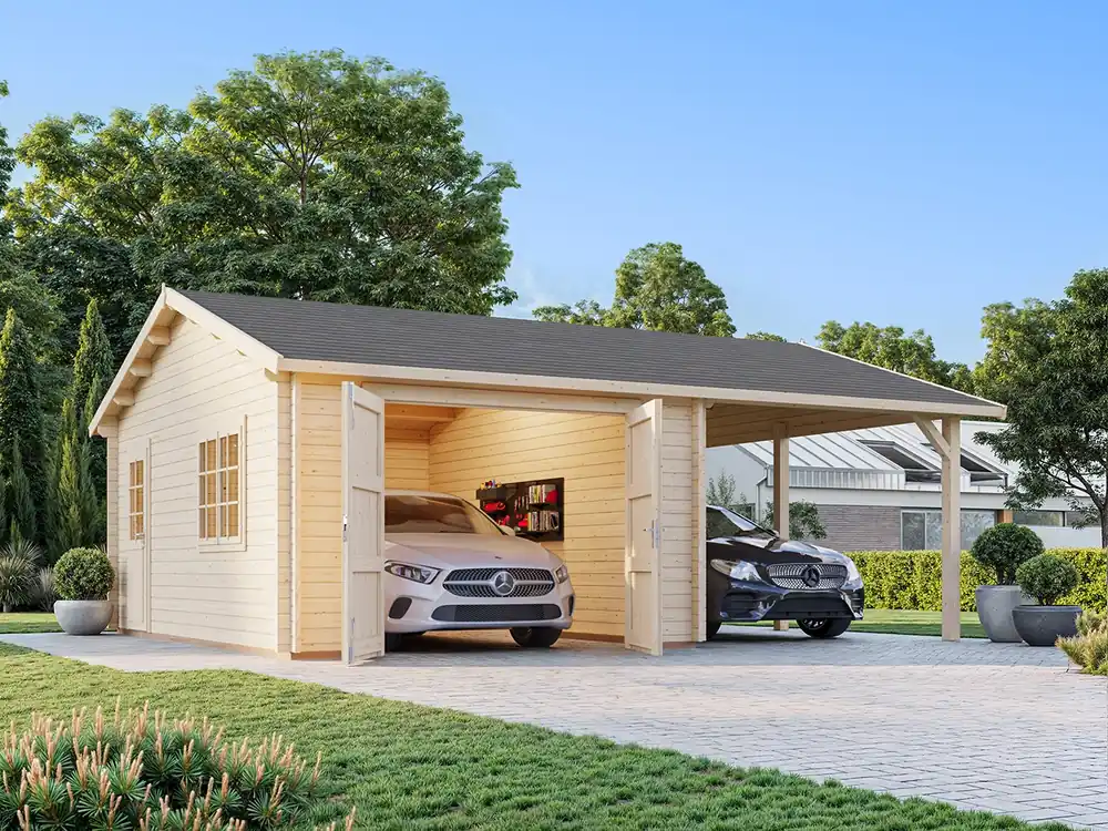 Direktkauf Holzgarage Roger 19,0+16,2 m² ISO