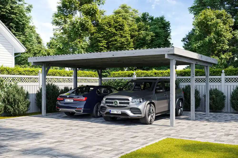 Schnäppchen Doppelcarport Delta GRAU