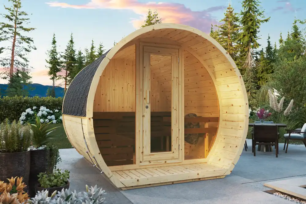 Fasssauna Susi 280 - aus nordischer Fichte oder Thermo-Holz Highlight