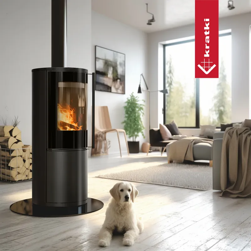 Heißes Angebot Kaminofen aus Stahl KRATKI SVEN Ø 150 7 kW - mit Türfeder