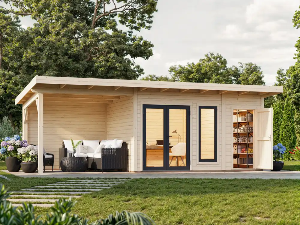 2 Raum Gartenhaus Aurelia 12,4 m² + 7,9 m² ISO Zertifiziert