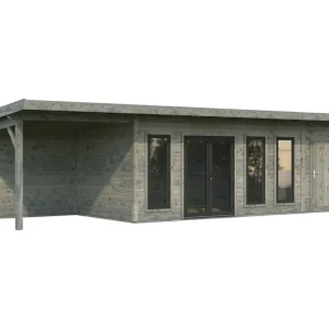 2 Raum Gartenhaus Aurelia 19,2 m² + 7,9 m² ISO - mit Anbau Beliebt