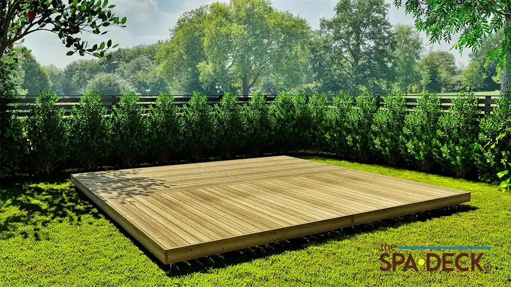Top-Seller Spa-Deck® ist eine universelle Fertigterrasse für den Garten – nutzbar als klassische Terrasse sowie als tragfähiges Podest oder Fundament für Whirlpools, Sauna, Fasssauna, Badefass sowie Gartenhäuser und Gerätehäuser